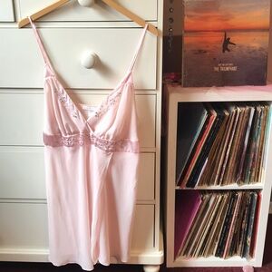 Vintage Y2k Babydoll Lingerie Slip Dress Large Coquette Sue Wong Blush Tunic Top